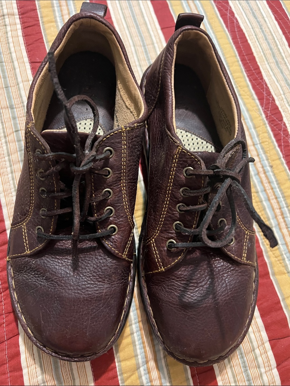Men's Casual Leather Lace-Up Shoes in Dark Brown Sz 11